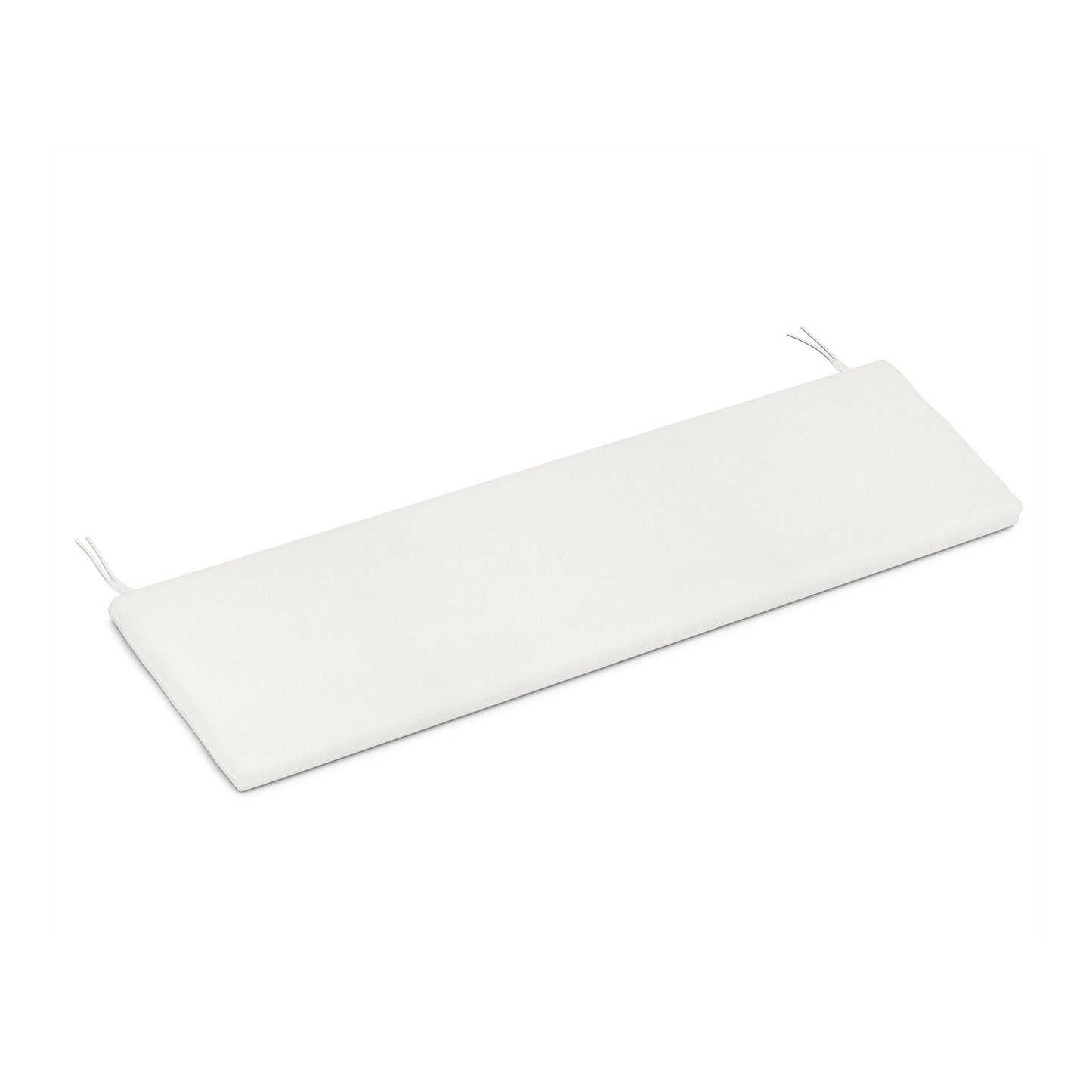 White, weather-resistant rectangular XPWS0061 Seat Cushion by POLYWOOD with dual side tie strings.