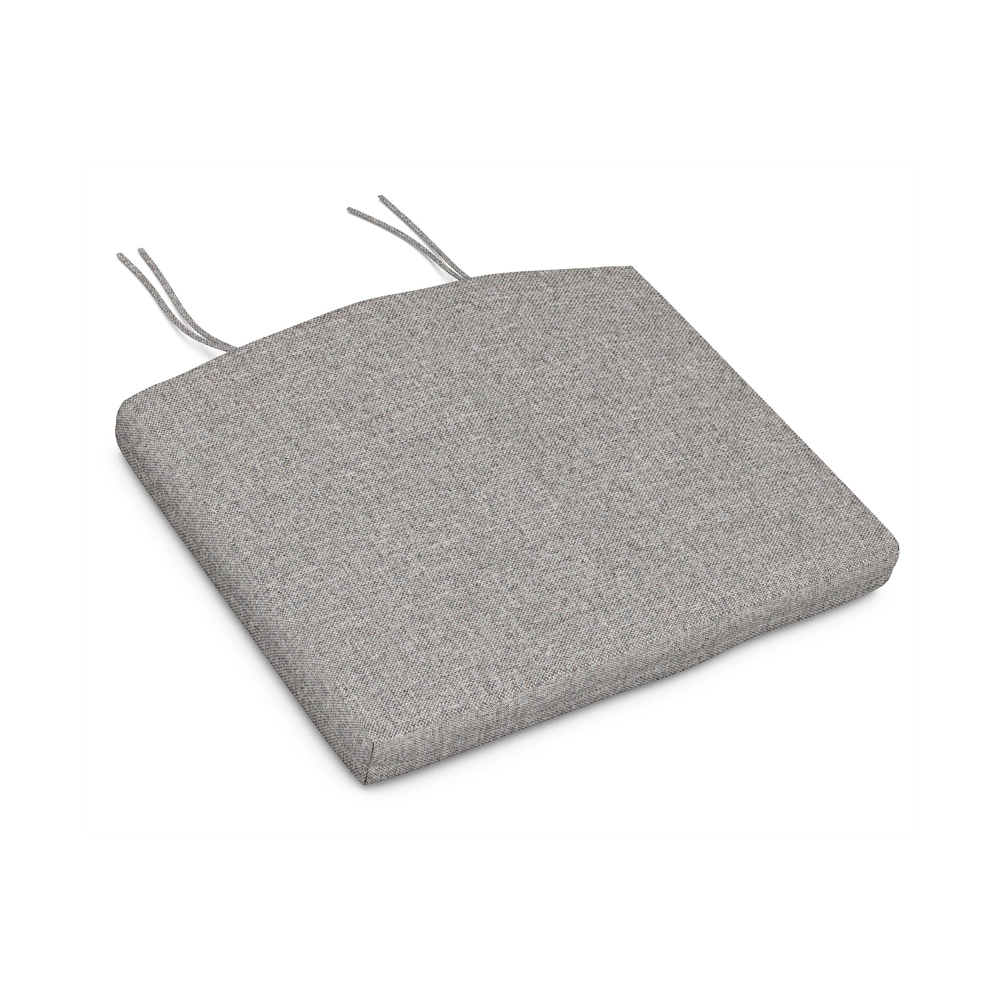 Gray POLYWOOD XPWS0153 seat cushion with ties and weather-resistant fabric.