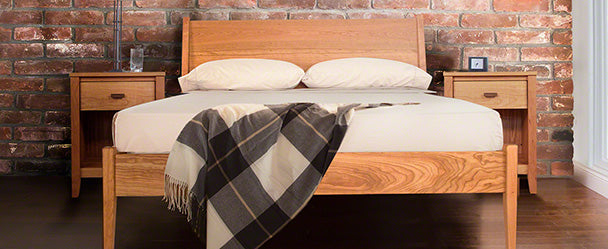 A wooden bed frame.
