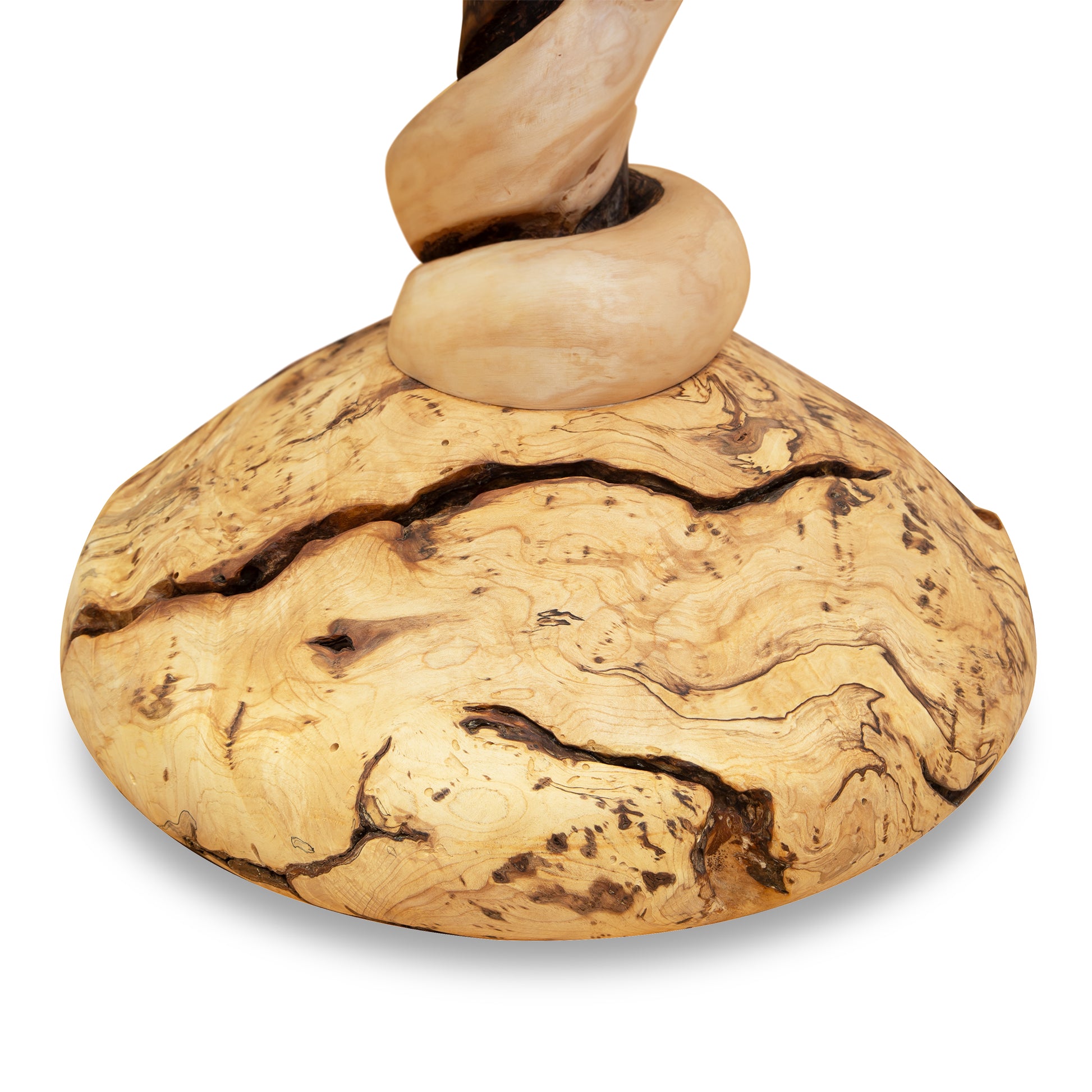 Creemee Artisan Table by David Holzapfel crafted from Vermont hardwood, showcasing striking dark grain patterns and a unique, twisted organic design.