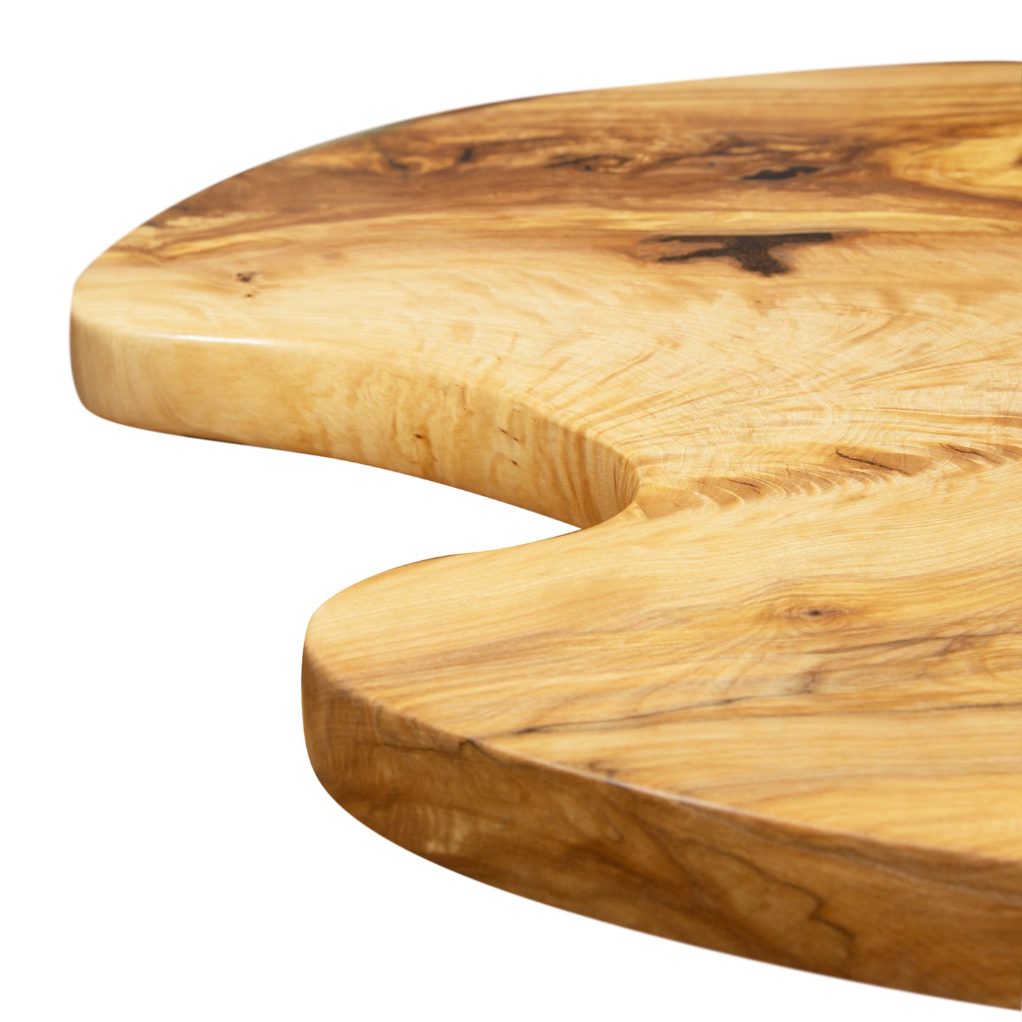Creemee Artisan Table by David Holzapfel, round handcrafted table showcasing distinctive natural wood grain and local craftsmanship.