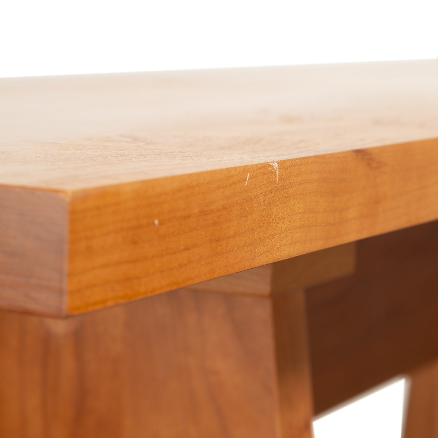 Modern Designer Sofa Table by Lyndon Furniture featuring a scratch on the corner, highlighting American craftsmanship and quality materials.