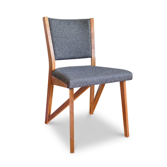 Copeland Furniture Exeter Chair 4-Piece Set in natural cherry with padded gray fabric seats and backs, crafted in America.