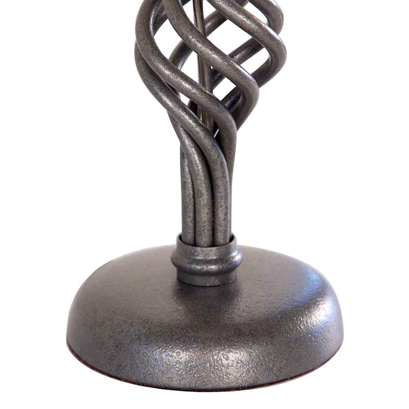 Hubbardton Forge Small Twist Basket Table Lamp featuring elegant spiral rods and a round base, showcasing artisan American craftsmanship.