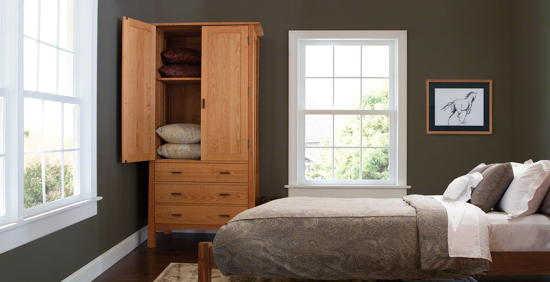Solid Wood Armoires & Wardrobes