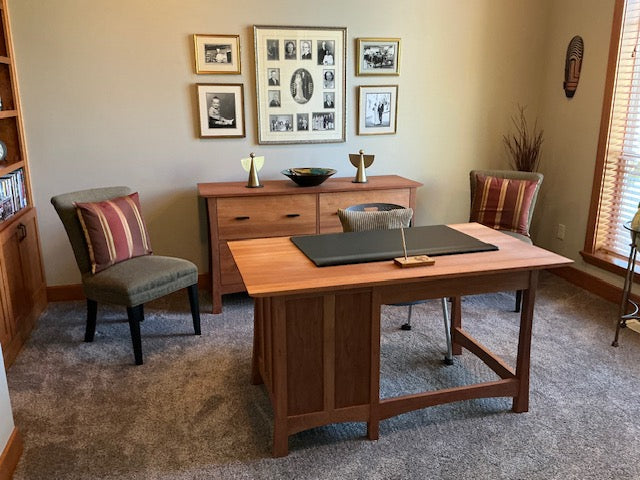 Contemporary Craftsman Study Desk & File Cabinet