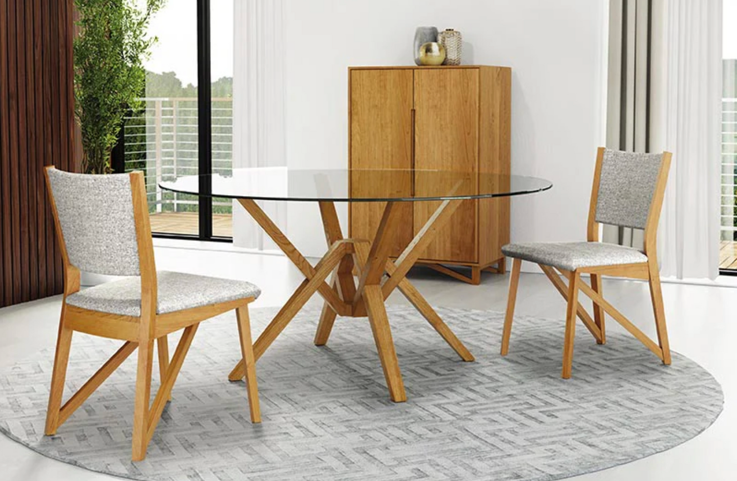 Exeter Glass Top Dining Table in Cherry by Copeland Furniture