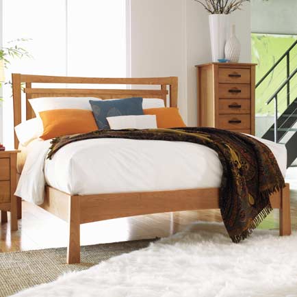 A wooden bed frame.