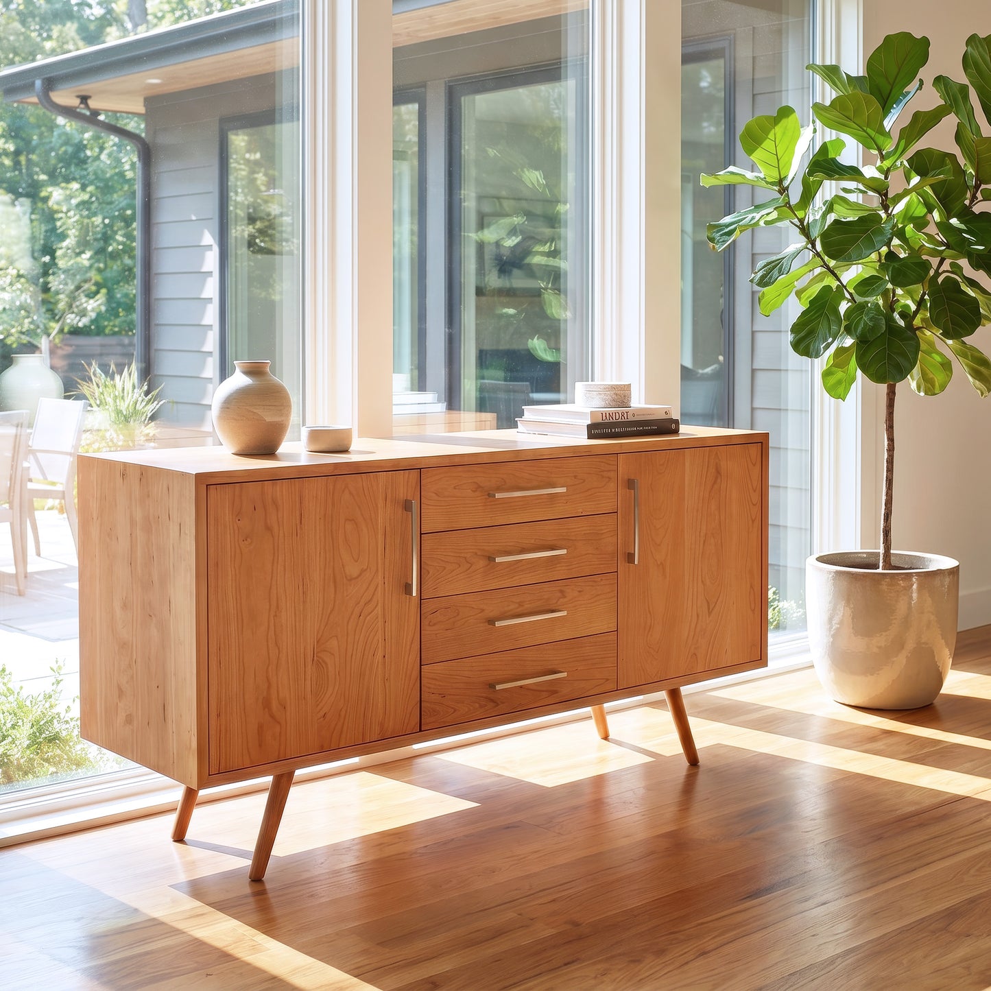 Addison 4-Drawer Buffet by Lyndon Furniture showcasing its quality craftsmanship and elegant design, made in America from solid hardwood.