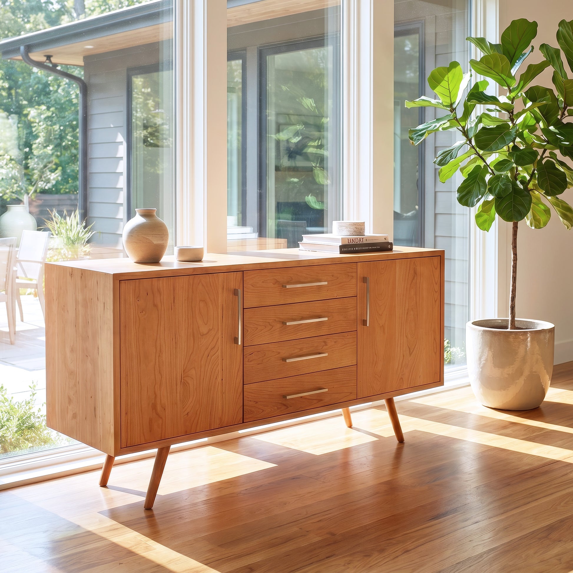 Addison 4-Drawer Buffet by Lyndon Furniture showcasing its quality craftsmanship and elegant design, made in America from solid hardwood.