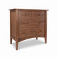 American made Maple Corner Woodworks Shaker 4-drawer chest with solid wood, round knobs, and clean lines, expertly crafted in classic Shaker style.