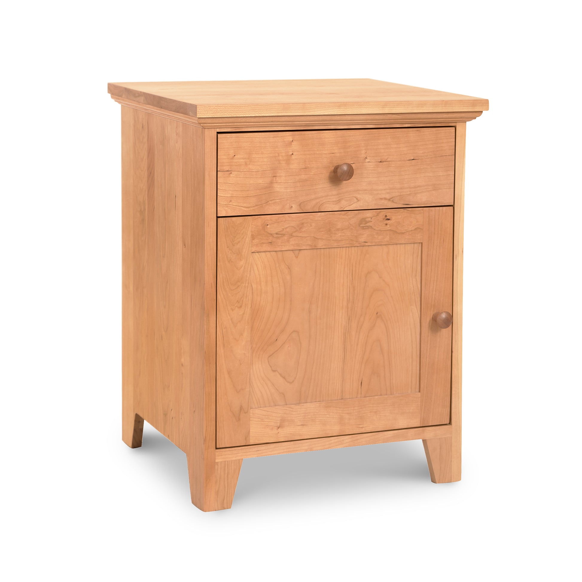 An American Country 1-Drawer Nightstand with Door crafted from solid wood, capturing the essence of Lyndon Furniture's American countryside charm.
