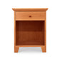 Lyndon Furniture American Country Nightstand with drawer, open shelf, smooth finish, round knob, and four short legs.