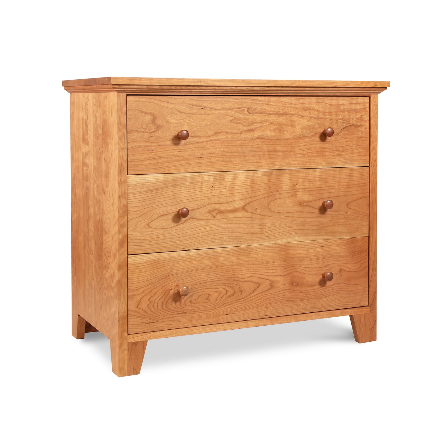 A Lyndon Furniture American Country 3-Drawer Chest, handmade in Vermont, displayed on a white background.