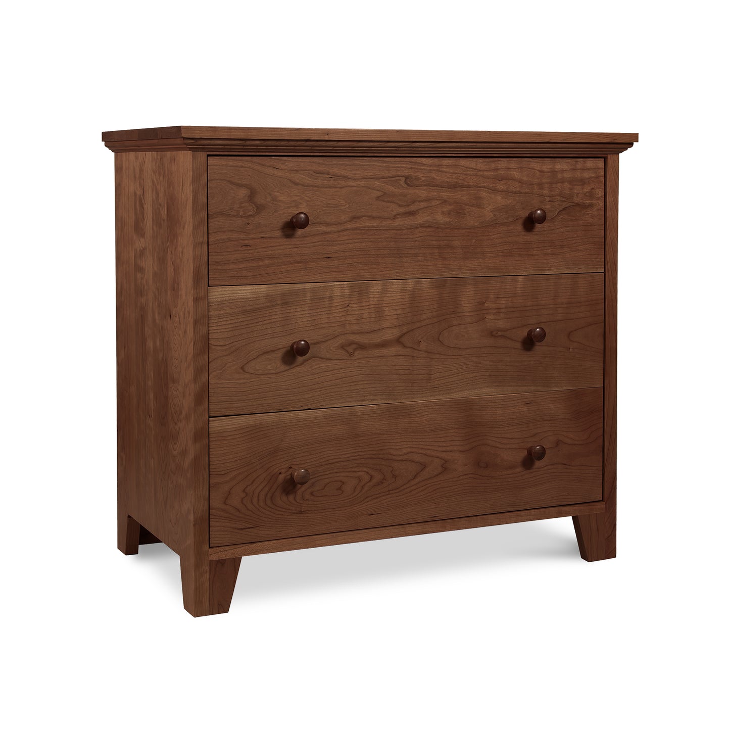 A Lyndon Furniture American Country 3-Drawer Chest, handmade in Vermont, on a white background.