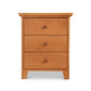A handcrafted Lyndon Furniture American Country 3-Drawer Nightstand on a white background.