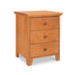 American Country 3-Drawer Nightstand with solid wood construction, sturdy legs, round knobs, and ample storage by Lyndon Furniture.