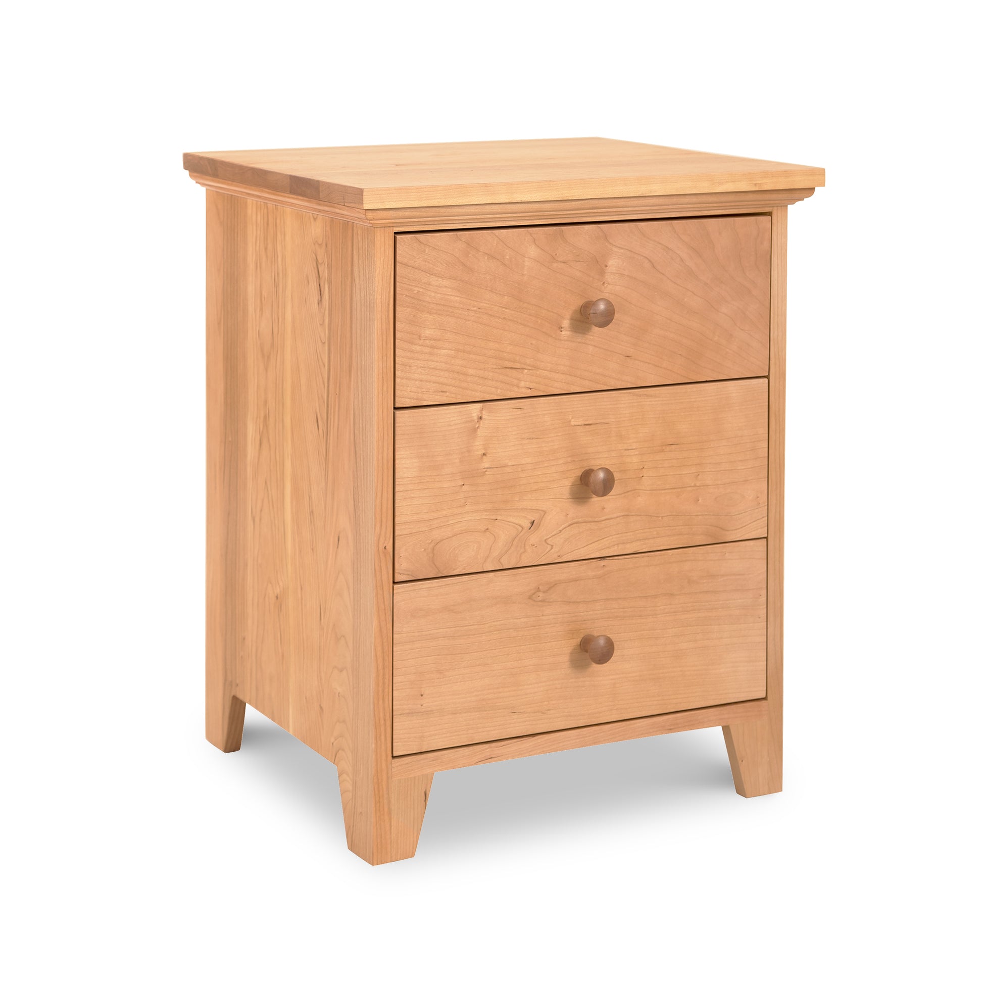 American Country 3-Drawer Nightstand by Lyndon Furniture showcasing round knobs and ample bedside storage.