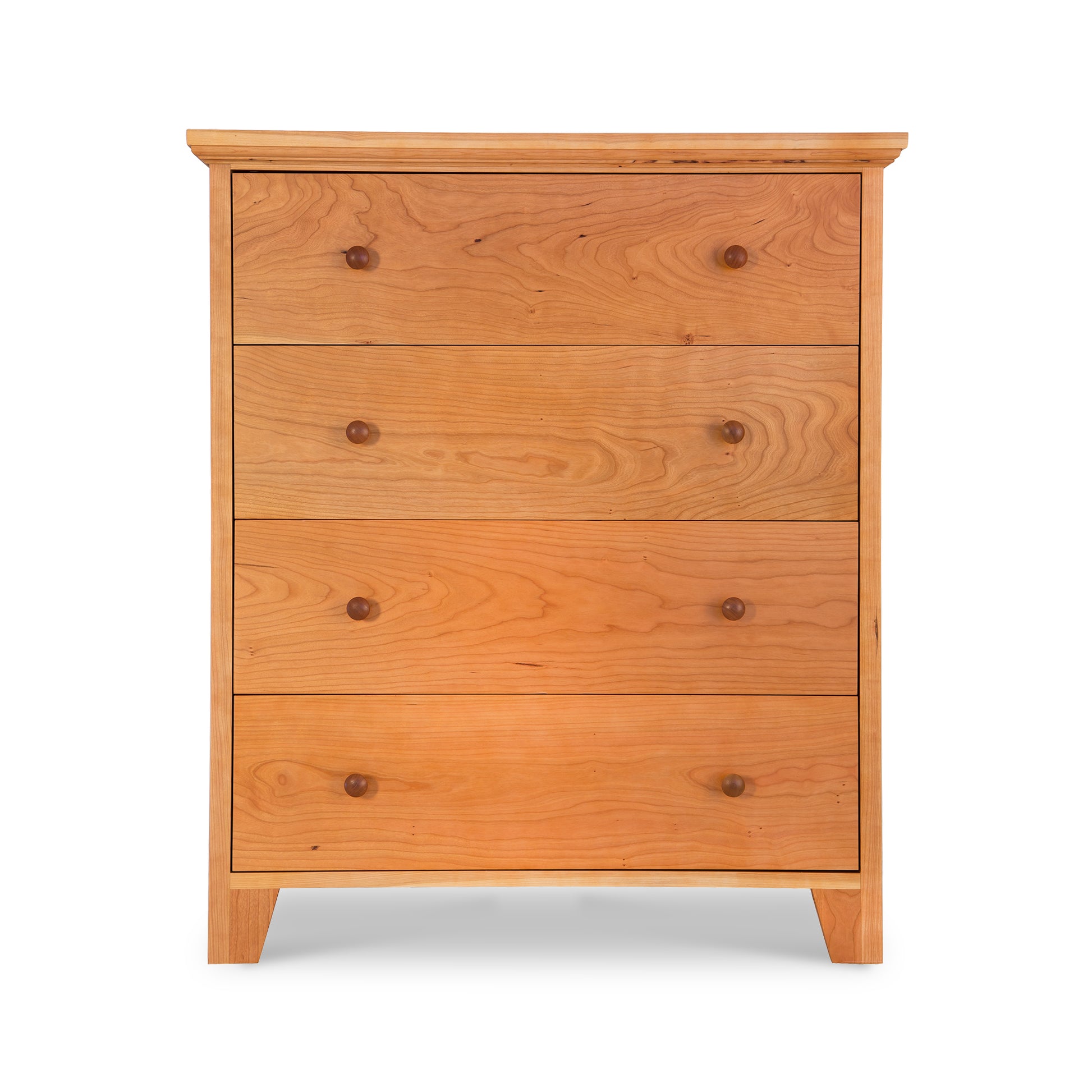A Lyndon Furniture American Country 4-Drawer Chest made of solid wood on a white background.