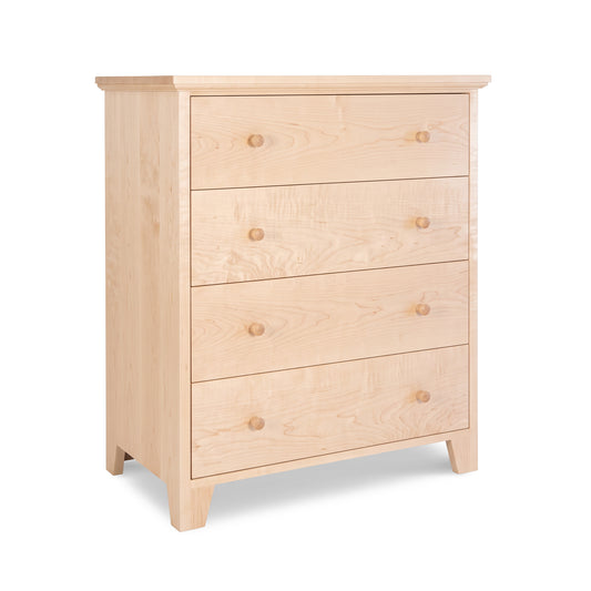 Lyndon Furniture American Country 4-Drawer Chest, handmade in Vermont from solid wood, features round knobs and classic short legs.