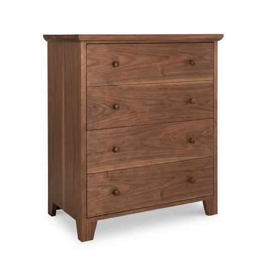 Lyndon Furniture American Country 4-Drawer Chest crafted from solid wood with round knobs, showcasing quality Vermont craftsmanship.