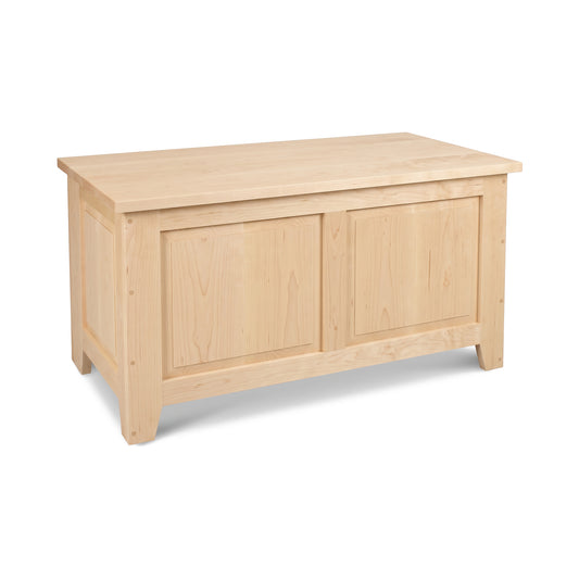 Lyndon Furniture American Country Blanket Box in light wood, featuring a flat top and two recessed front panels. Handcrafted in Vermont, USA.
