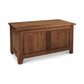 American Country Blanket Box by Lyndon Furniture, solid wood with a hinged lid and paneled sides displaying rustic traditional charm.
