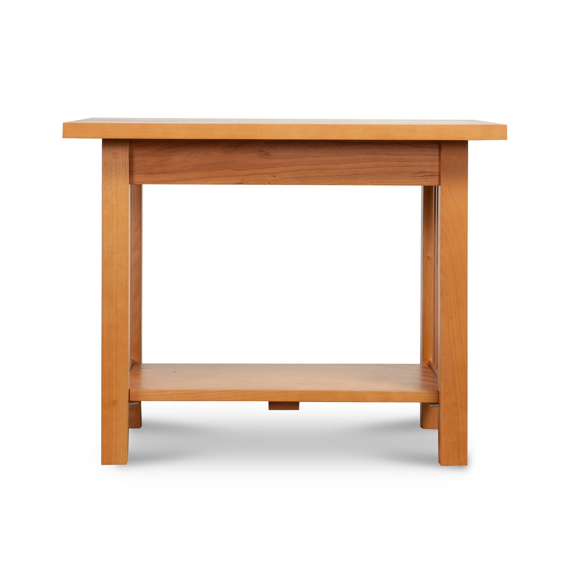 A small American Mission End Table with Shelf - Clearance, made in Vermont by Lyndon Furniture, with a beautiful natural finish.