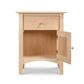 Maple Corner Woodworks American Shaker 1-Drawer 1-Door Nightstand in light wood, handcrafted Vermont furniture with classic Shaker design.