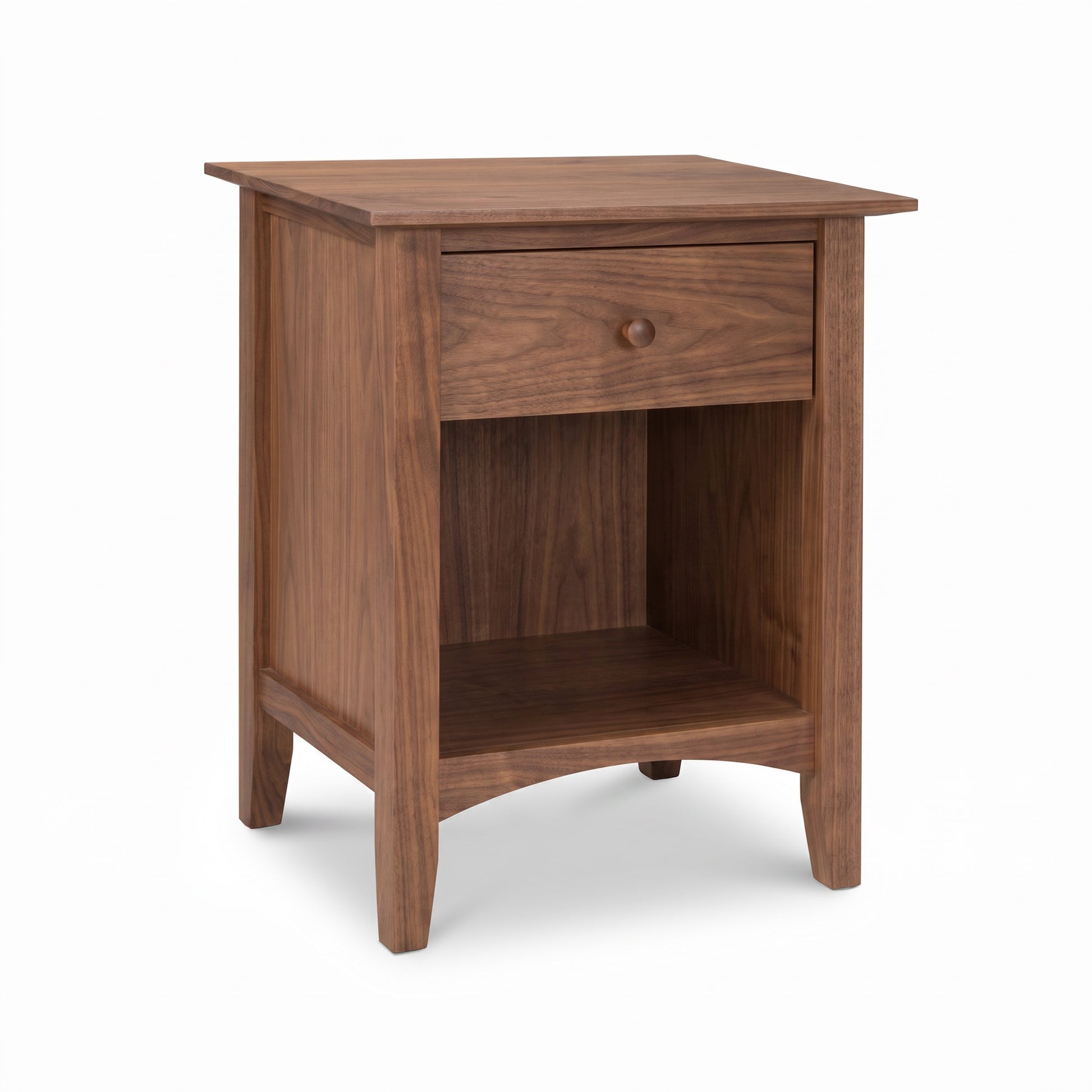 Maple Corner Woodworks American Shaker 1-Drawer Enclosed Shelf Nightstand showcasing quality craftsmanship and classic design.