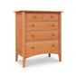 American Shaker 5-Drawer Chest by Maple Corner Woodworks, featuring handcrafted solid wood with a light brown finish and round wooden knobs; includes two small top drawers and three larger ones below.