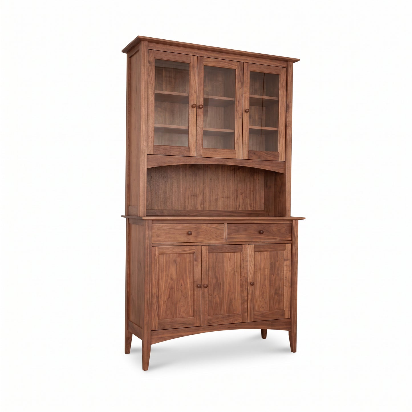 American Shaker 50" China Cabinet by Maple Corner Woodworks with glass doors, drawers, and solid hardwood construction.