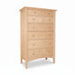 Handcrafted American Shaker 7-drawer chest in light maple by Maple Corner Woodworks, featuring round knobs; eco-friendly, Vermont-made furniture.