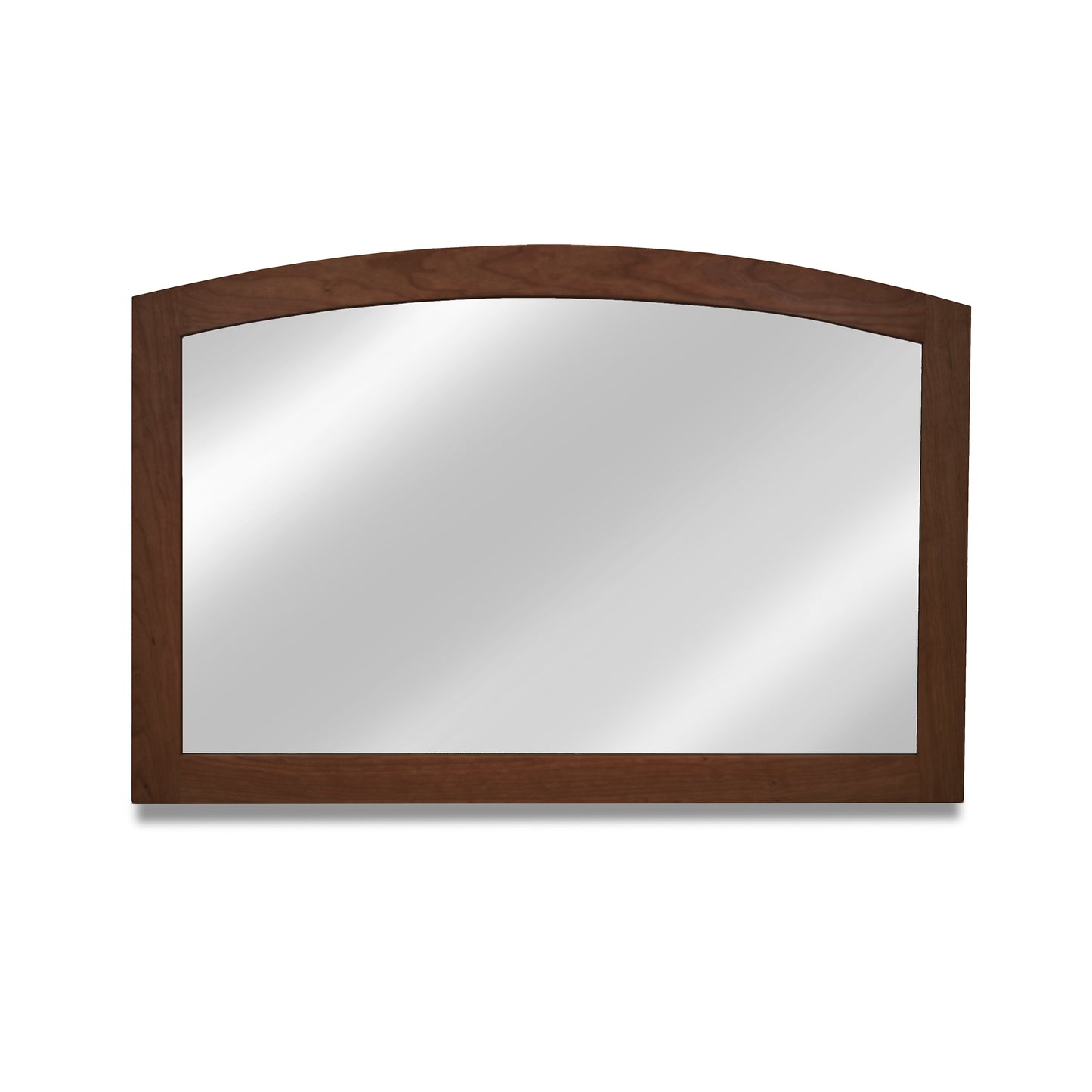 A Maple Corner Woodworks American Shaker Arched Mirror with a hardwood frame on a white background.