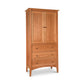 Maple Corner Woodworks American Shaker Armoire with solid wood construction, two doors, three drawers, and four legs.
