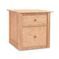 Wooden two-drawer Maple Corner Woodworks American Shaker File Cabinets isolated on a white background.