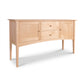 American Shaker Huntboard by Maple Corner Woodworks with two drawers and side cupboards, crafted in Vermont from solid wood.