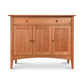American Shaker Medium Sideboard by Maple Corner Woodworks, featuring two drawers and three cabinet doors in solid hardwood construction, exemplifying elegant Shaker design with simple knobs and a smooth finish.