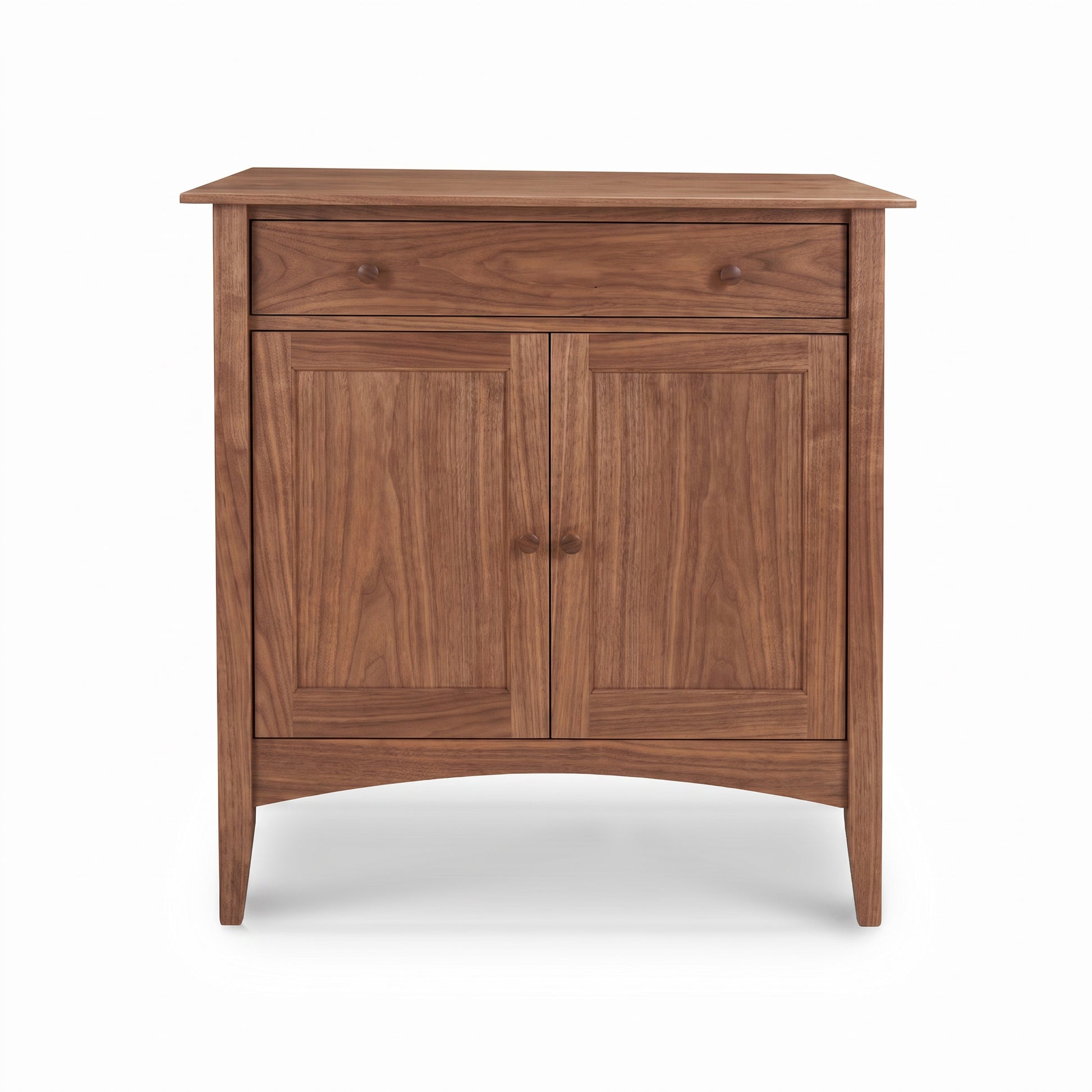 American Shaker Small Sideboard by Maple Corner Woodworks, shown in natural wood with one drawer and two doors, handcrafted in the USA.