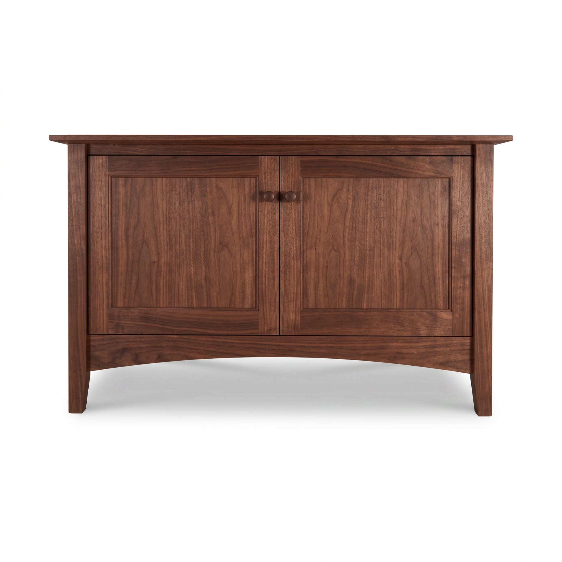 American Shaker 48″ TV Stand by Maple Corner Woodworks with two doors and flat top, expertly handcrafted from solid hardwoods.