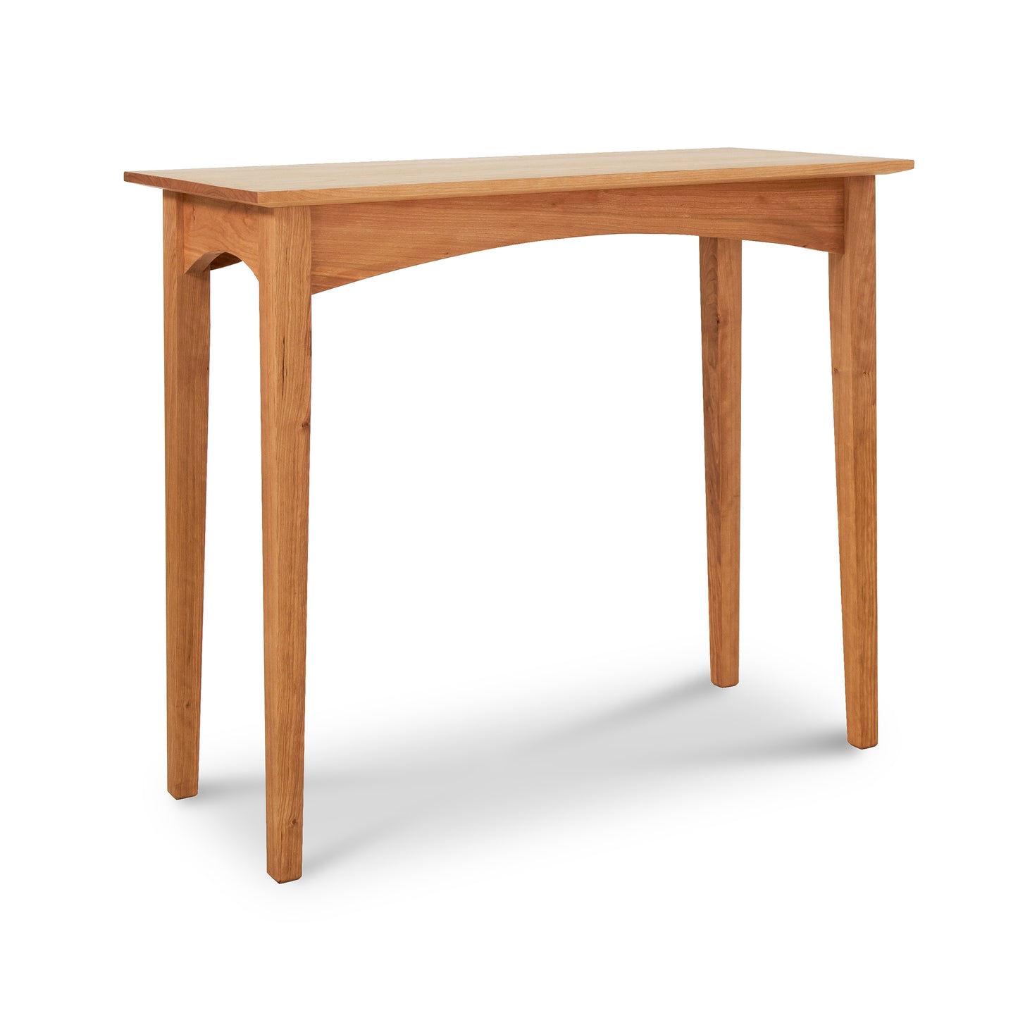 A Maple Corner Woodworks American Shaker Sofa Table with a simple design and four legs, isolated on a white background.