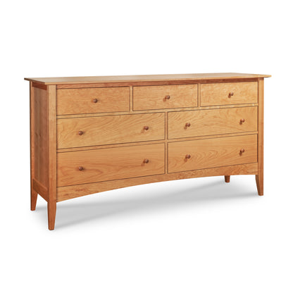 American Shaker 7-Drawer Dresser by Maple Corner Woodworks, handcrafted in Vermont with a natural finish, showcases timeless American-made quality.