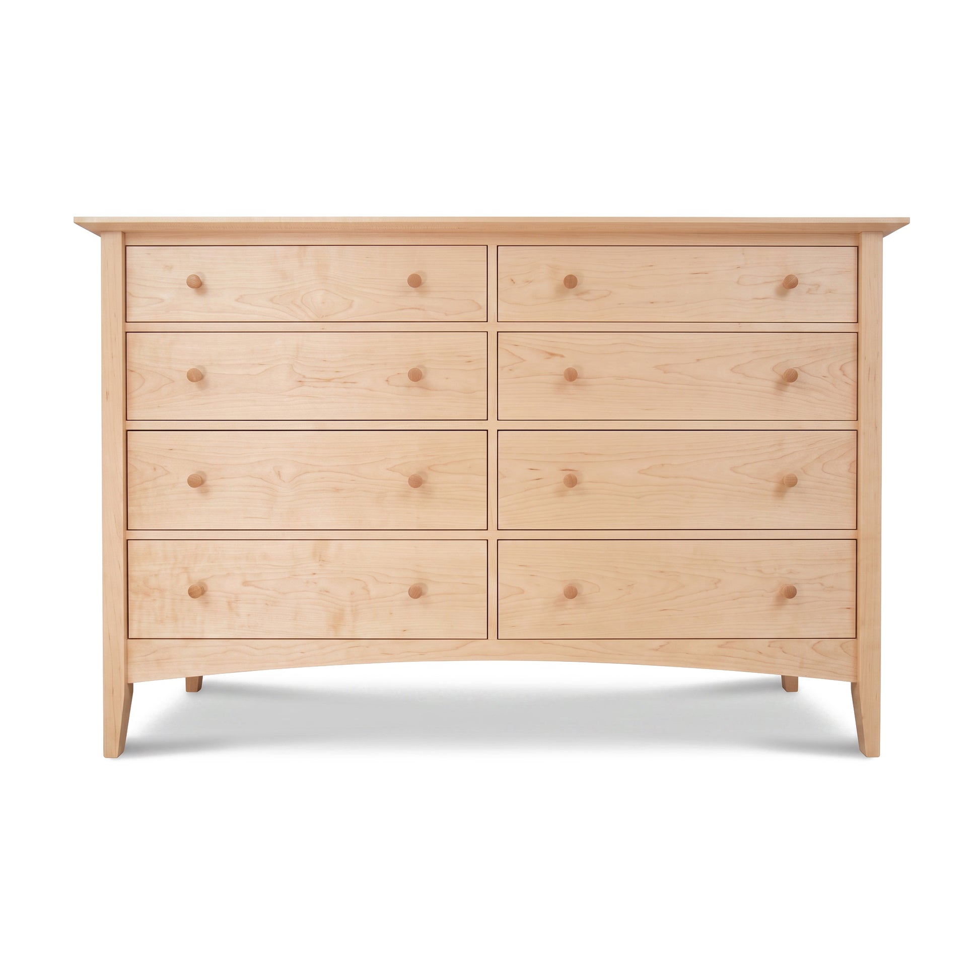 American Shaker 8-Drawer Dresser by Maple Corner Woodworks, handcrafted in Vermont with classic lines and fine wood detailing, American made.