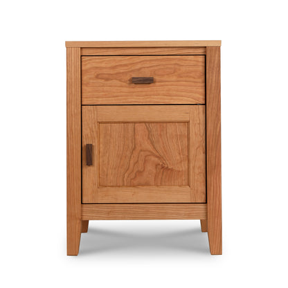 Andover Modern 1-Drawer Nightstand with Door, handcrafted from sustainably sourced Vermont hardwood by Maple Corner Woodworks.