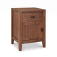 Andover Modern 1-Drawer Nightstand by Maple Corner Woodworks, handcrafted in Vermont from sustainable hardwood, shown in a close-up product image.