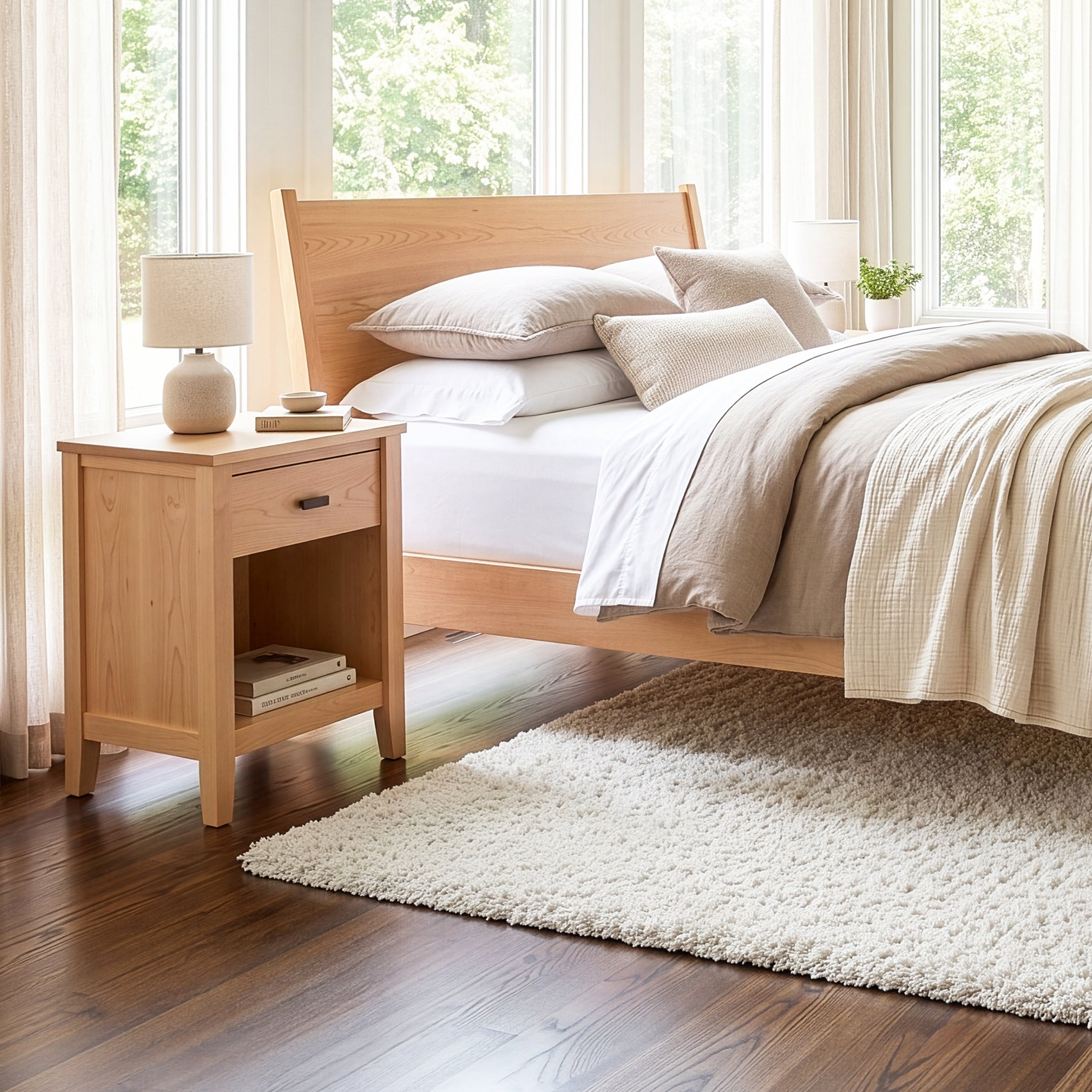 Andover Modern 1-Drawer Enclosed Shelf Nightstand – Vermont Woods