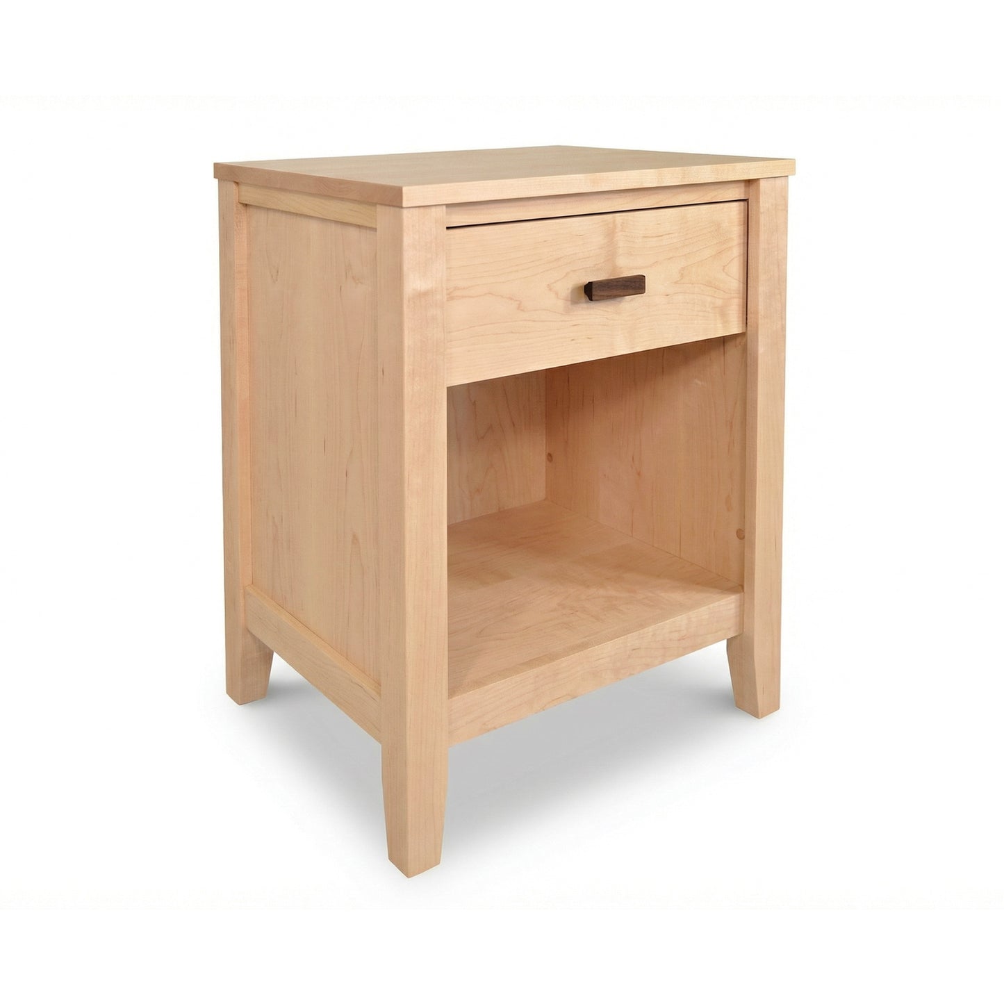 Andover Modern 1-Drawer Nightstand by Maple Corner Woodworks, handcrafted in Vermont with sleek design and enclosed shelf, American made quality.