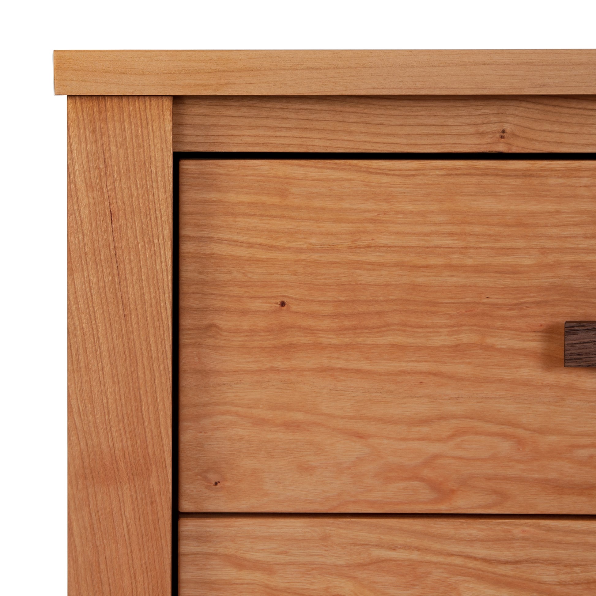 A close up of an Andover Modern 3-Drawer Nightstand with Maple Corner Woodworks craftsmanship.