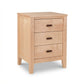 Andover Modern 3-Drawer Nightstand by Maple Corner Woodworks in light solid wood, showcasing minimalist Vermont craftsmanship and quality American design.