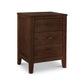 An Maple Corner Woodworks Andover Modern 3-Drawer Nightstand in a rich walnut finish, isolated on a white background. The drawers have simple, horizontal pull handles.